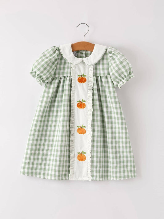 Pumpkin Green Plaid Dress