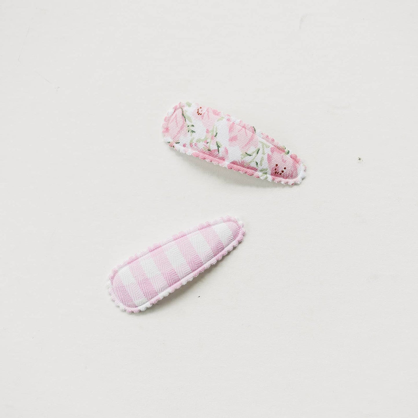 Set of 2 Pink Floral + Gingham Snap Clips