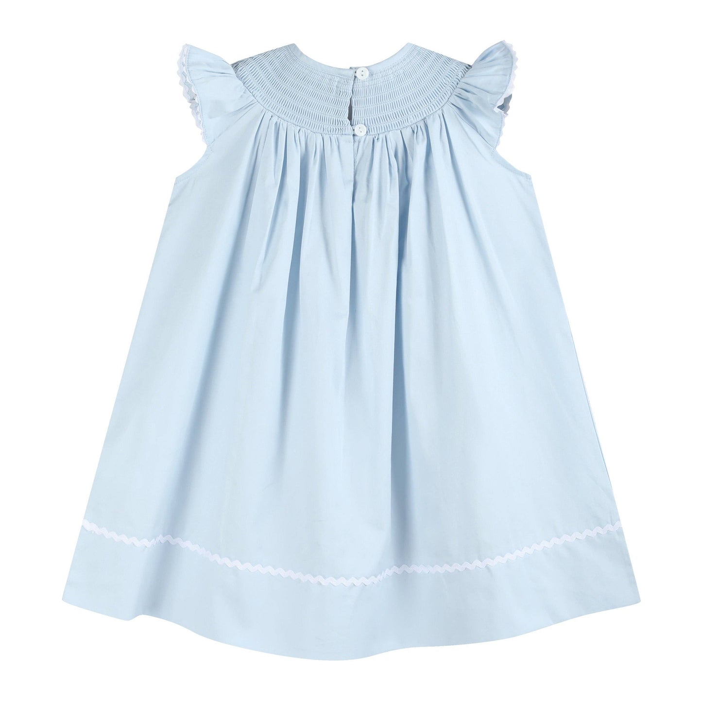 Blue Floral Cross Smocked Dress