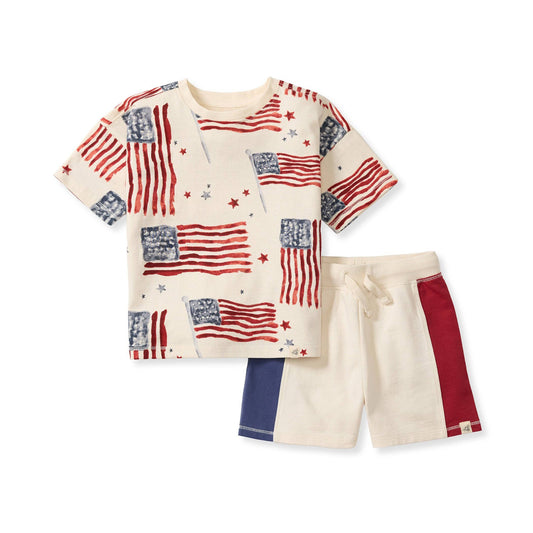 American Flag Tee & Shorts Set