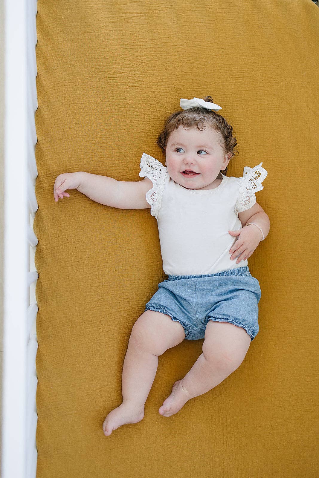 Mustard Cotton Muslin Crib Sheet