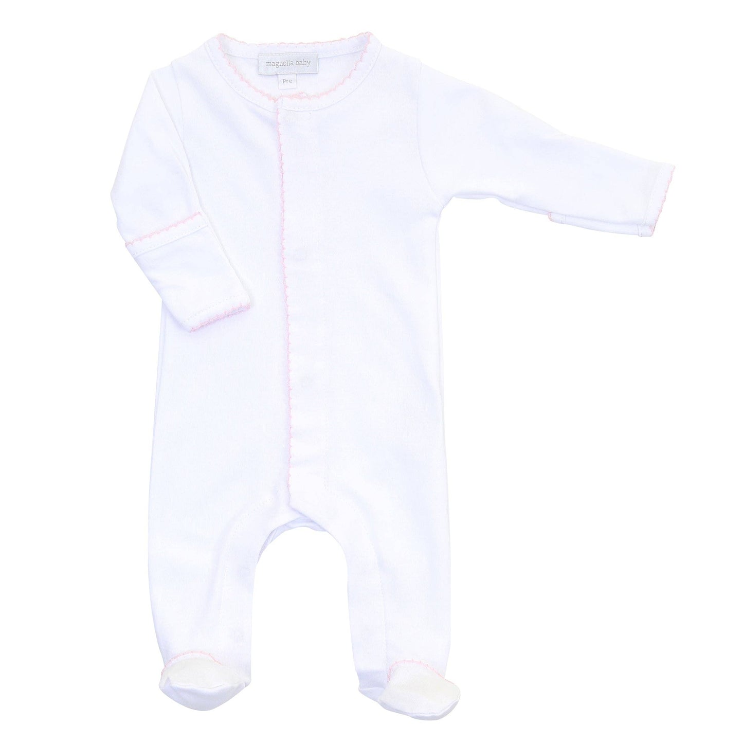 White Footie with Pink Trim