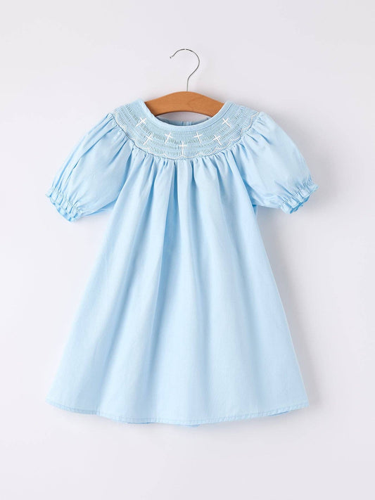 Girls Cross Smocked Dress