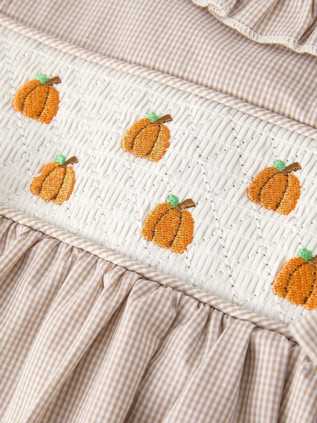 Pumpkin Embroidery Smock Dress