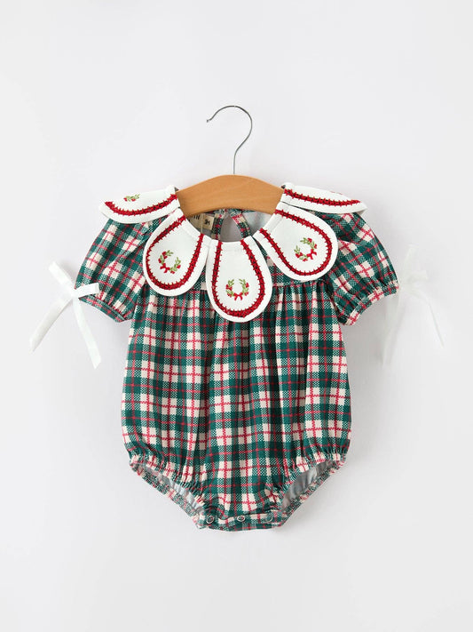 Christmas Plaid Wreath Romper