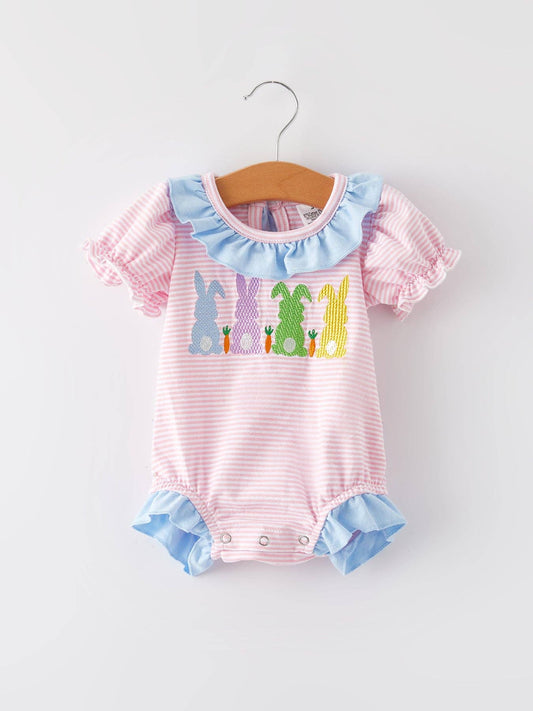 Easter Bunny Girls Stripe Romper