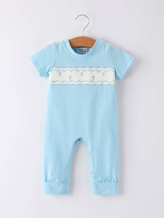 Smocked Cross Boy Romper