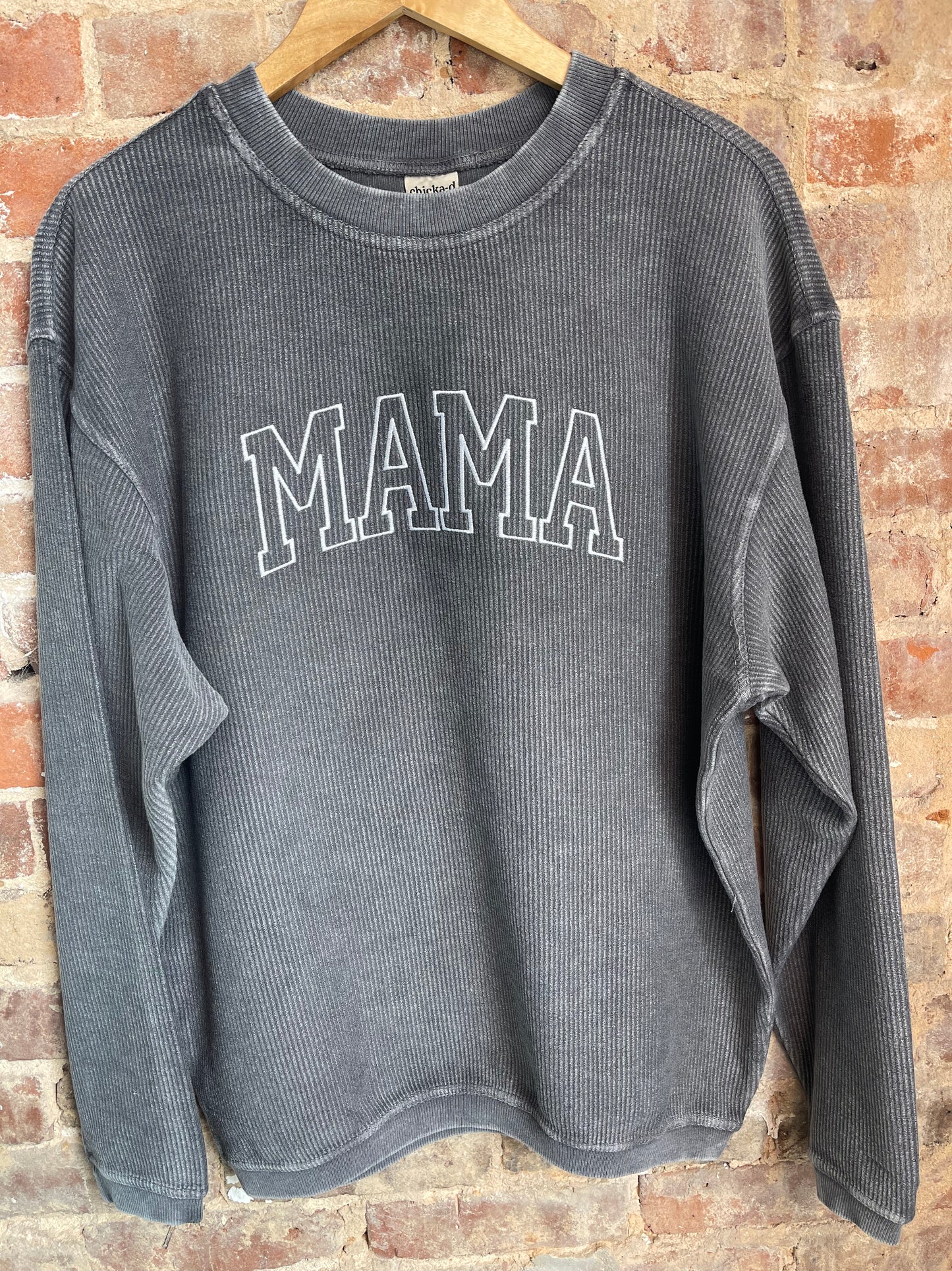 Corded Crew Sweatshirt w/ Embroidery