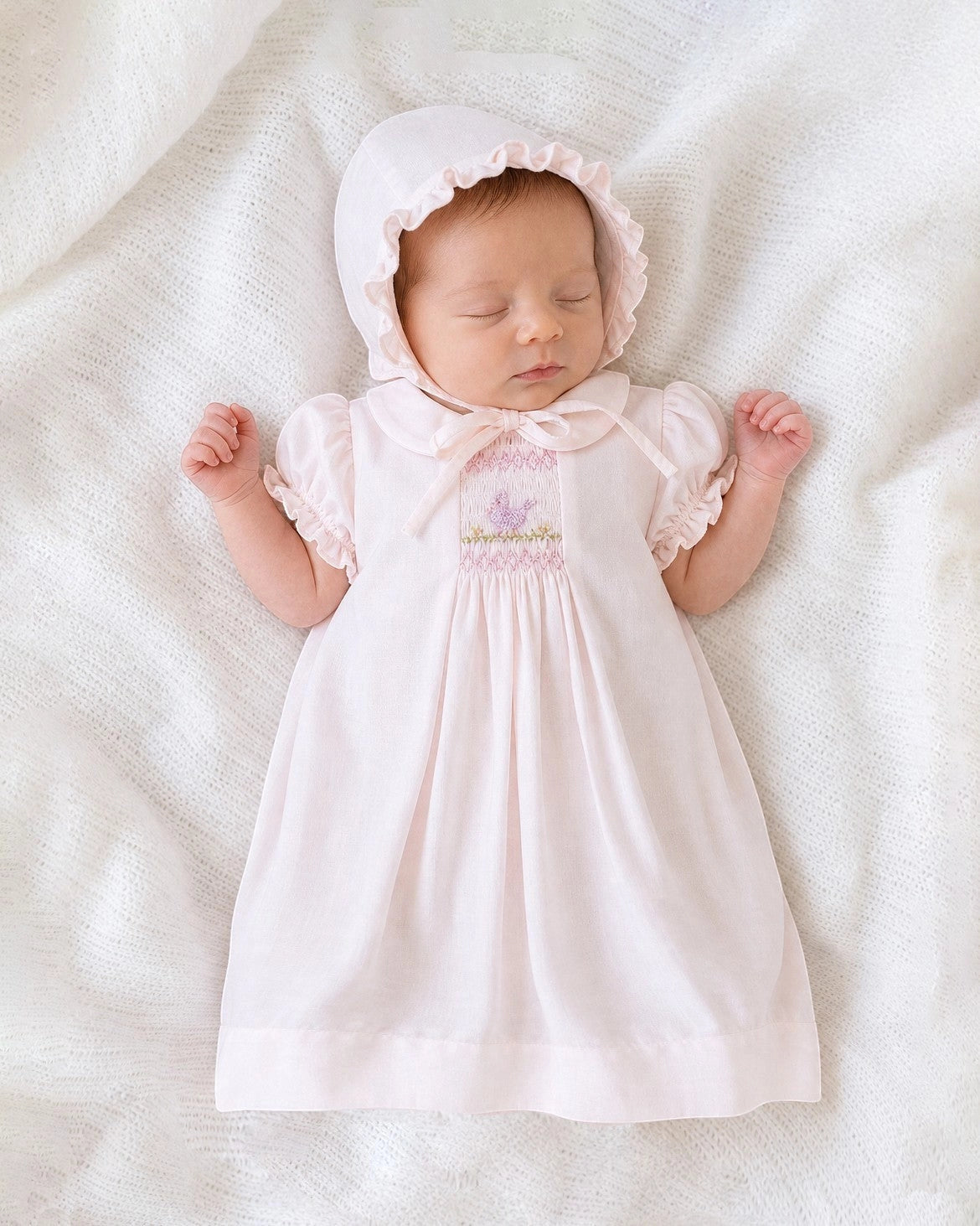 Smocked Carriage Dress and Bonnet Set