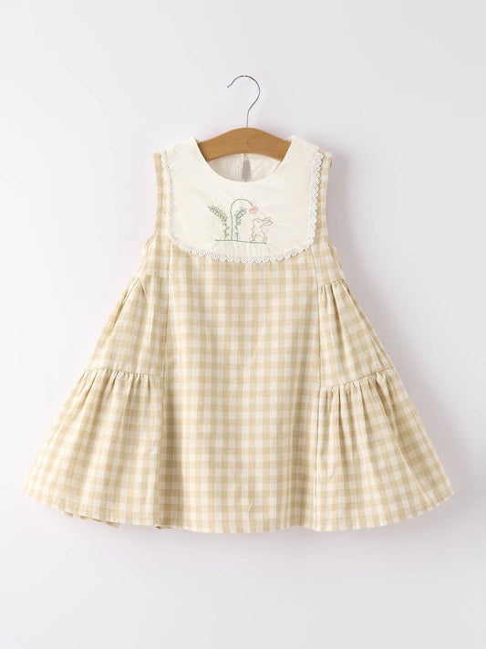 Apricot Plaid Bunny Dress