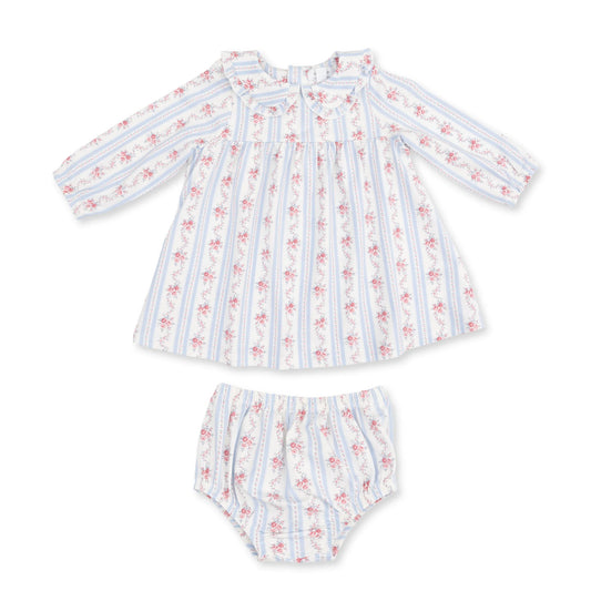 Anna Floral Peter Pan Ruffle Collar Dress & Bloomer