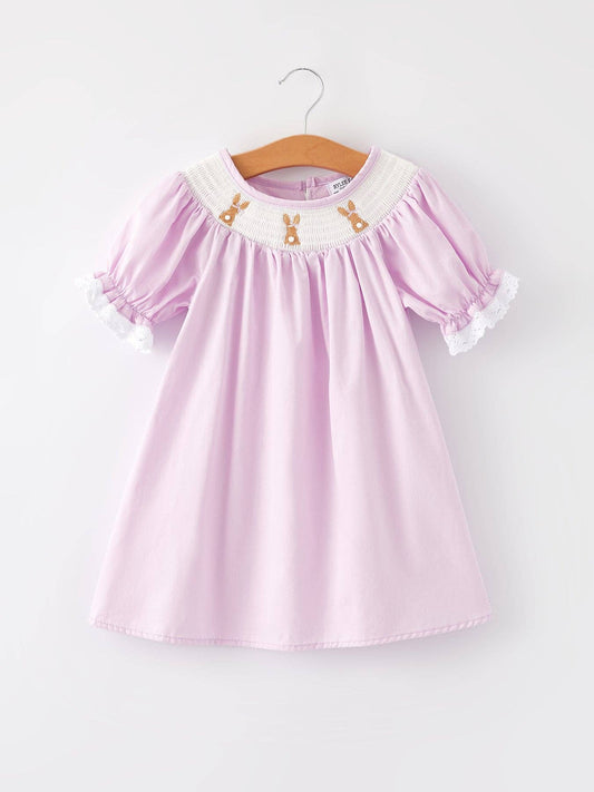 Bunny Smocking Purple Dress