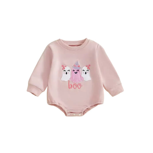 Boo Embroidered Pink Bubble
