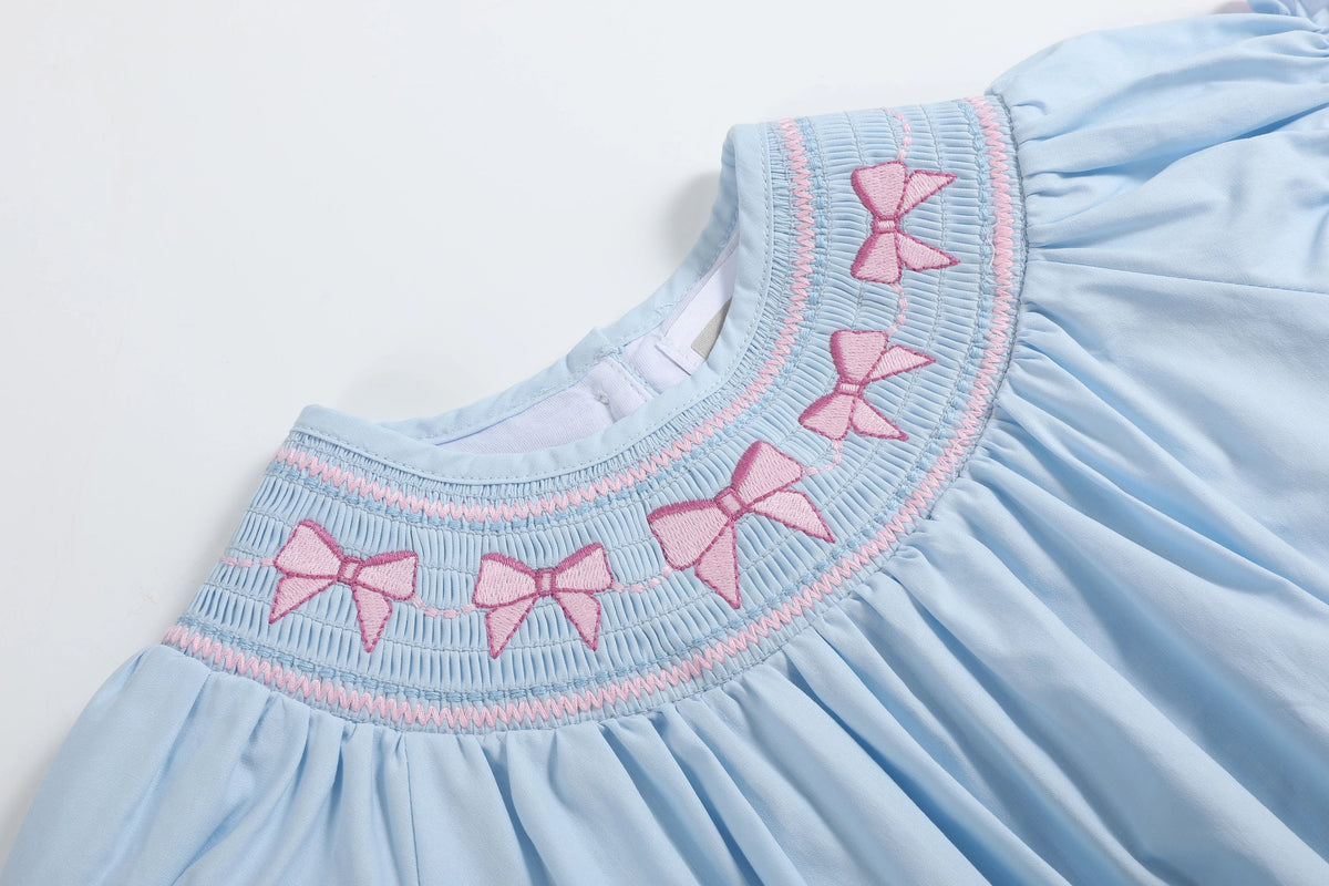Pink Bow Smocked Bubble/Dress