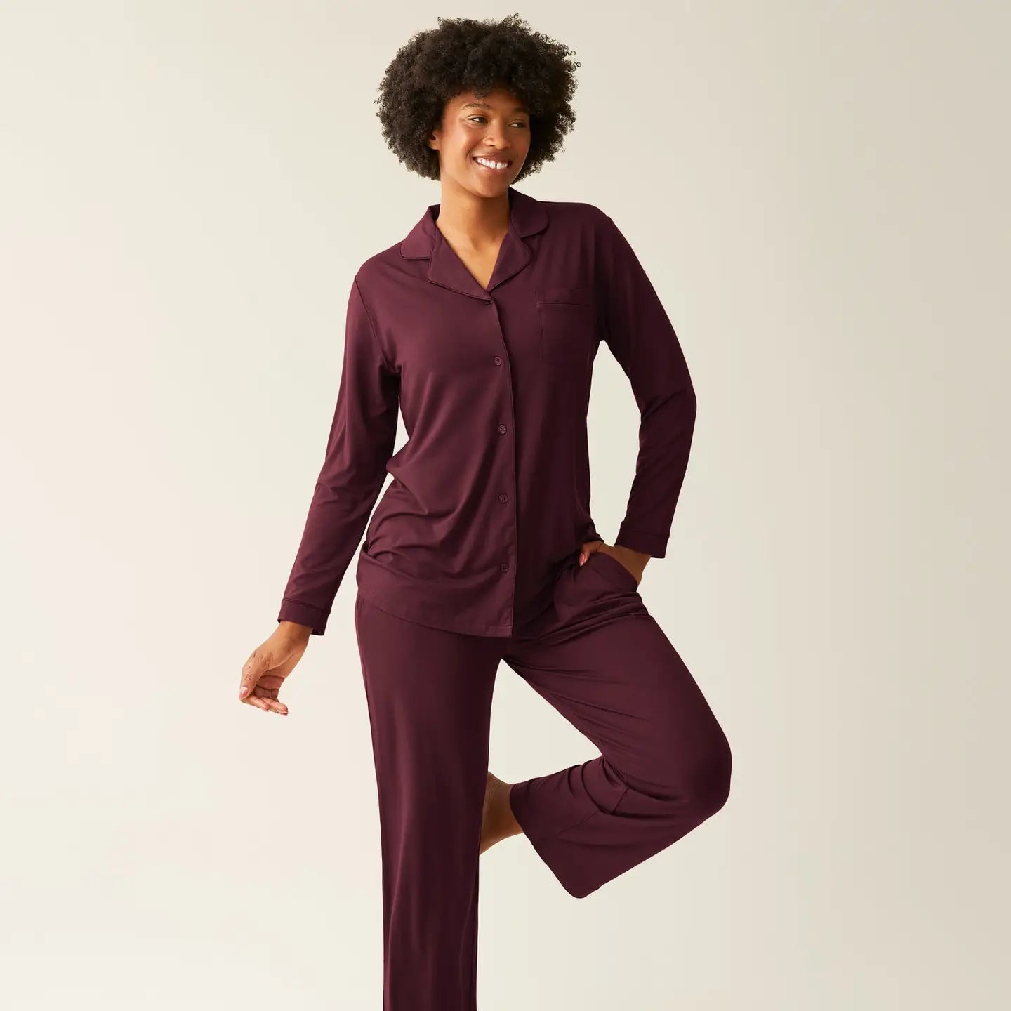 Bamboo Classic Long Sleeve Maternity & Nursing Pajama