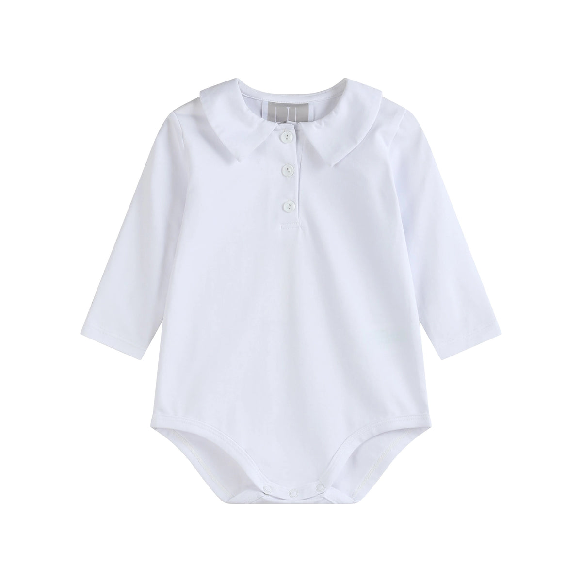 White Pointed Collar Button Romper