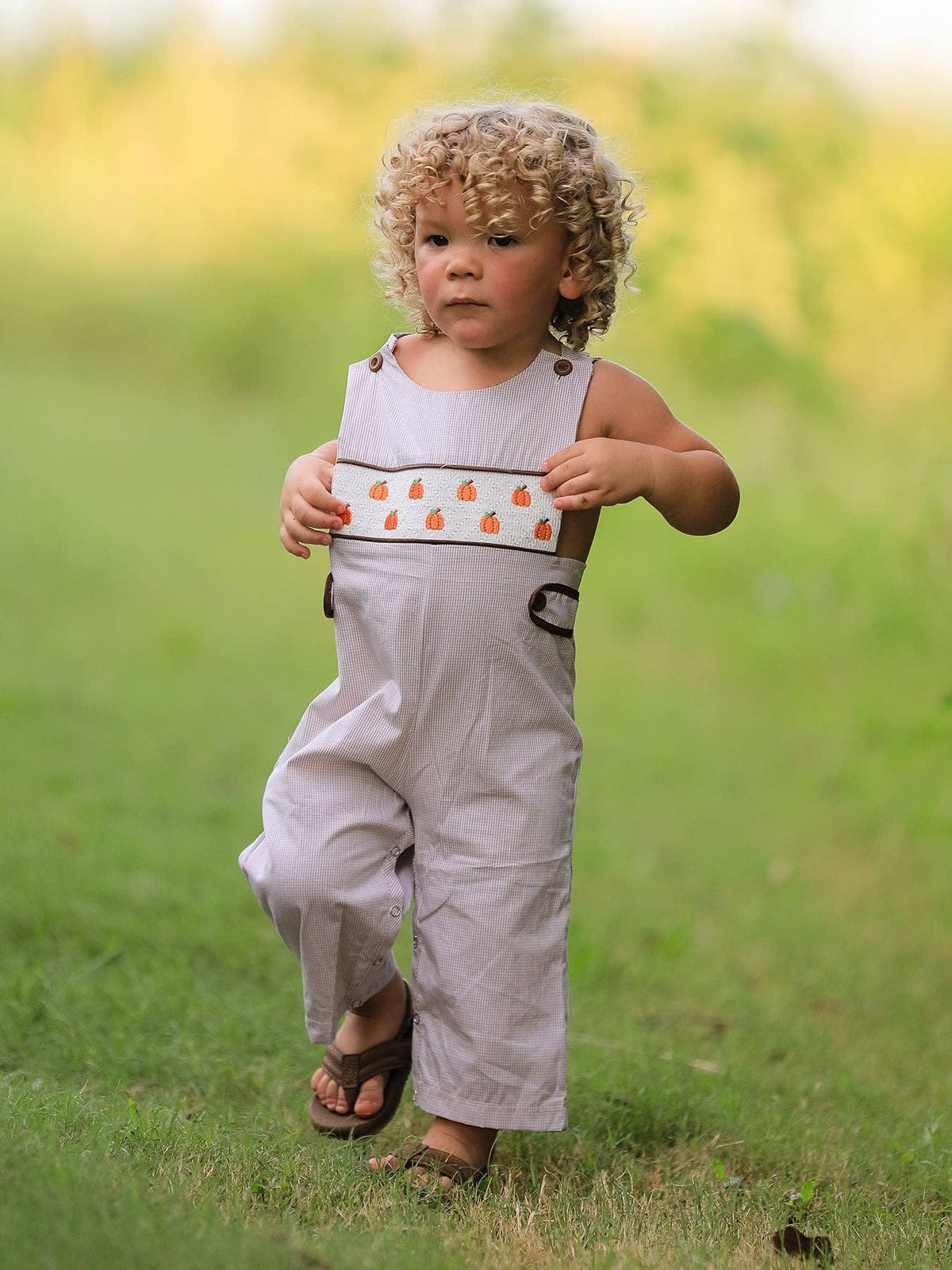 Pumpkin Smocked Boys Romper