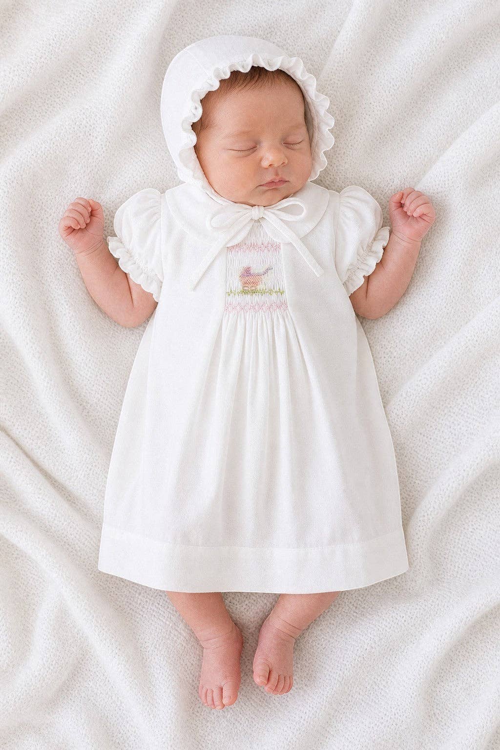 Smocked Carriage Dress and Bonnet Set