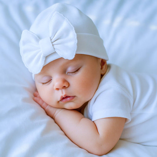 Solid White Bow Hat