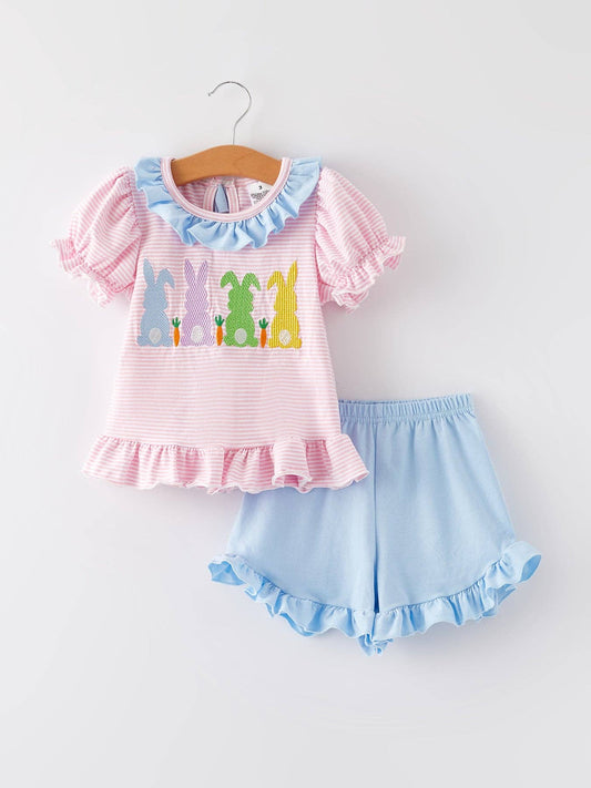 Easter Bunny Girls Stripe Outfit
