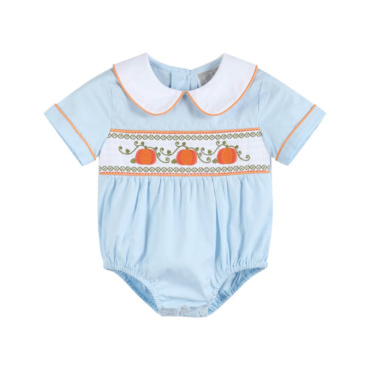 Pumpkin Smocked Collared Romper