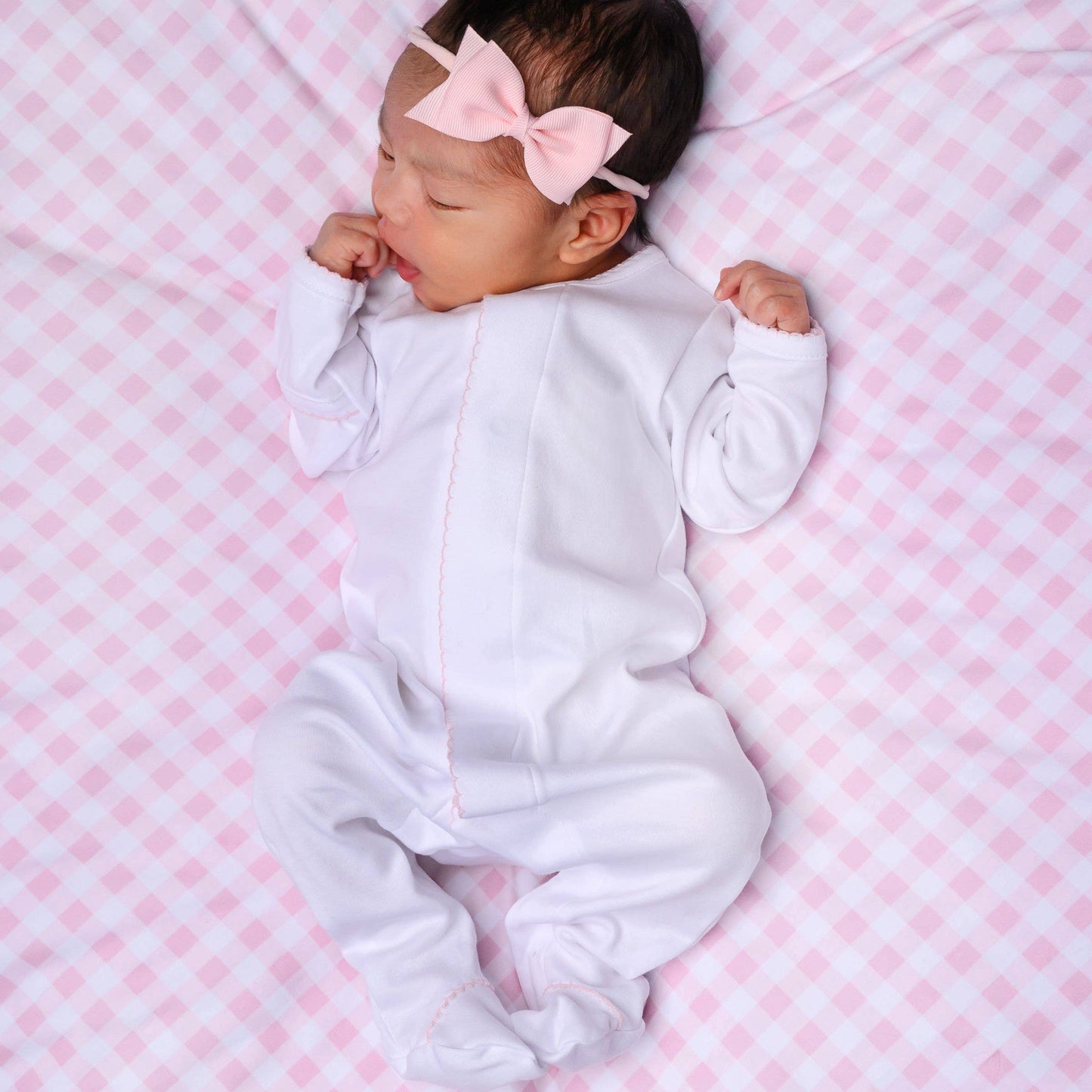 White Footie with Pink Trim