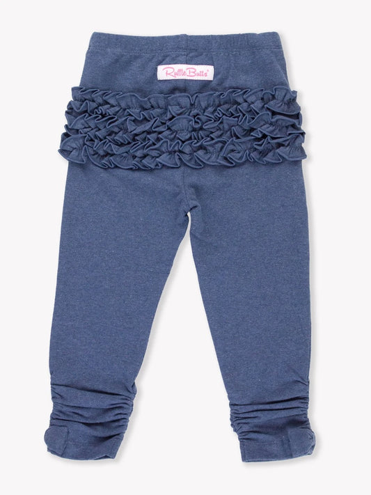 Denim Ruched Bow Leggings