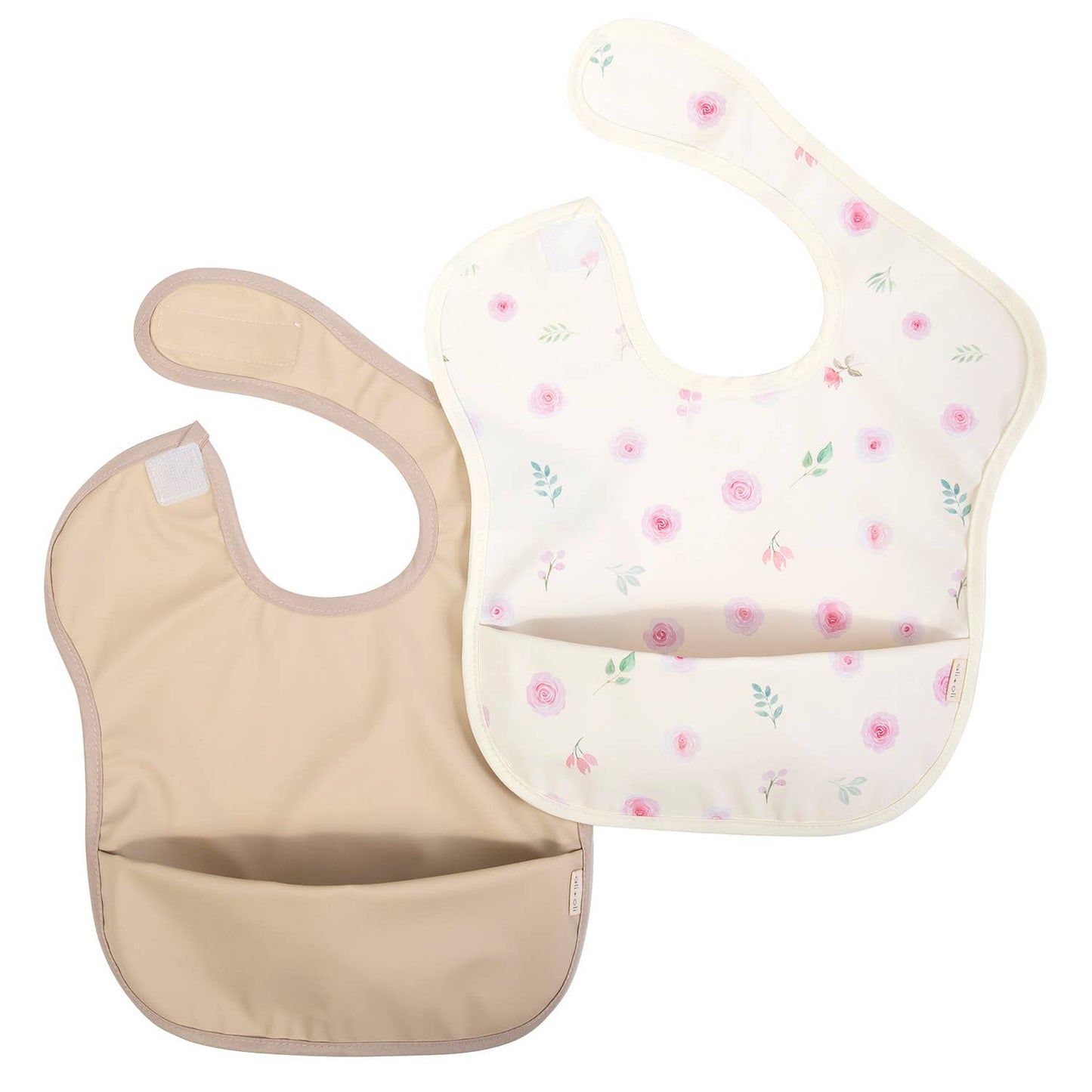 Smock Bib for Baby (2-pc) Short Sleeve (Flowers, Sand)