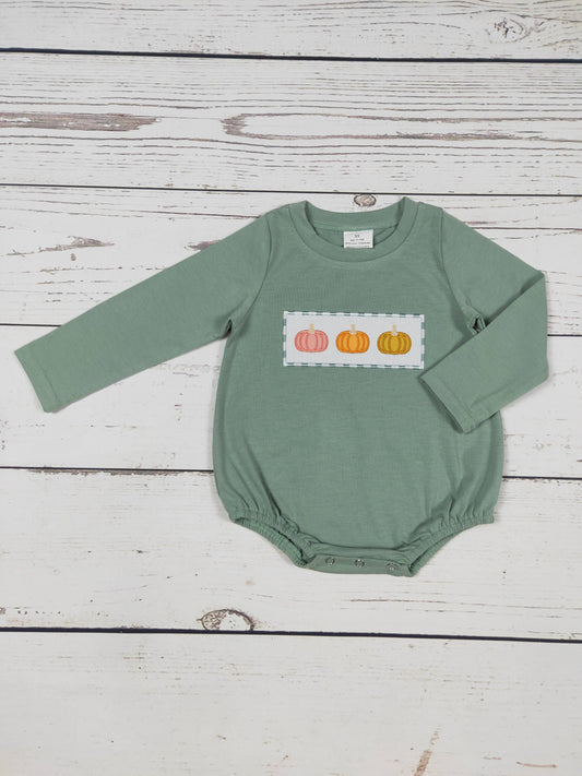 Cotton Pumpkin Appliqué Romper