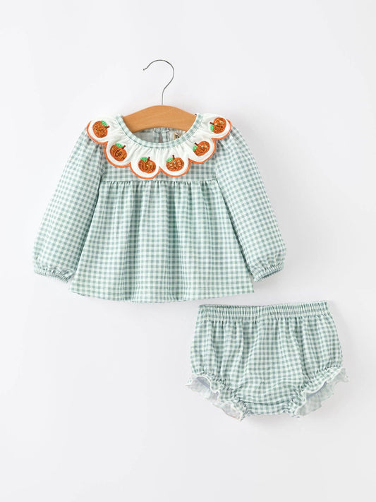 Scalloped Pumpkin Collar Bloomer Set