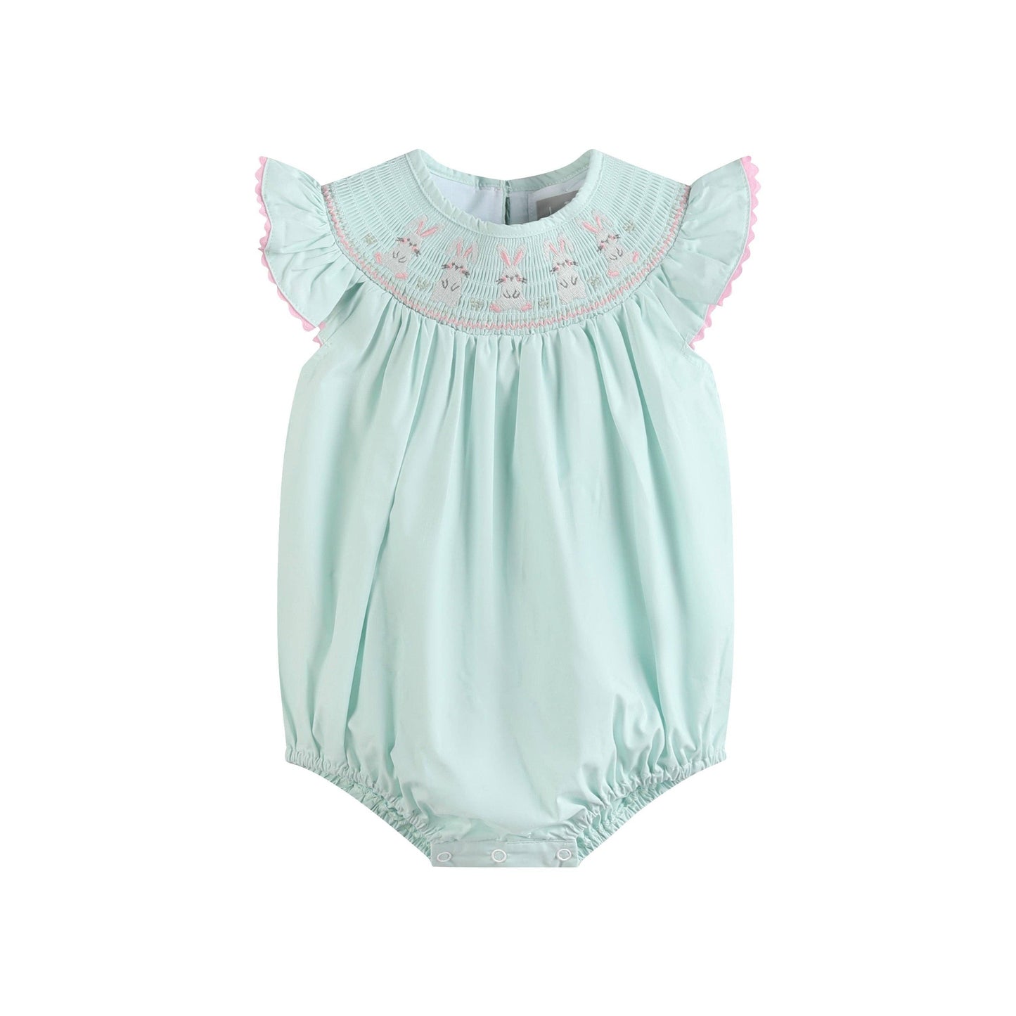 Misty Blue Bunny Smocked Bubble