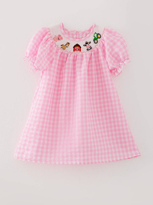 Farm Pink Smocking Dress