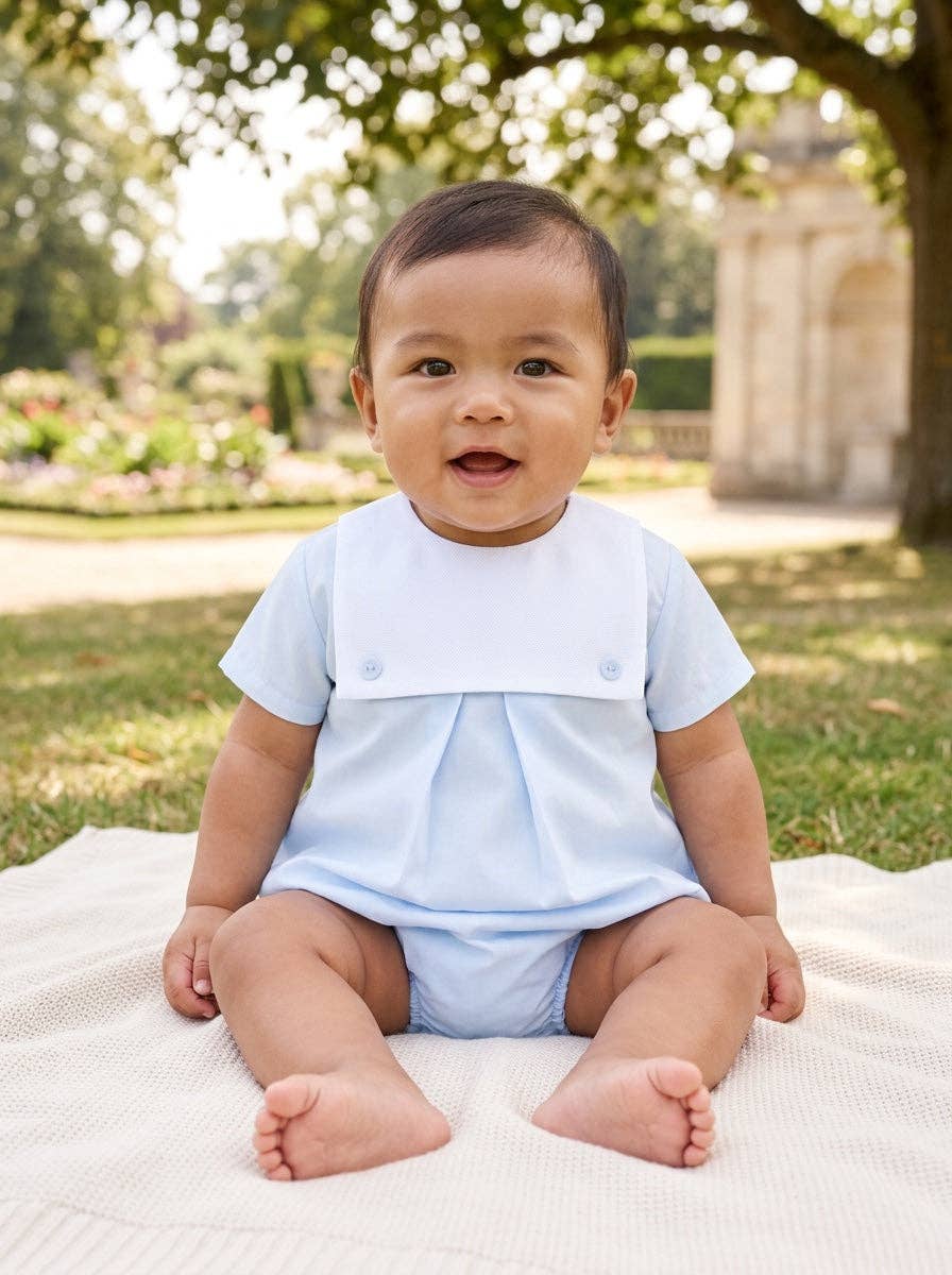 Baby Blue Bib Bubble Romper
