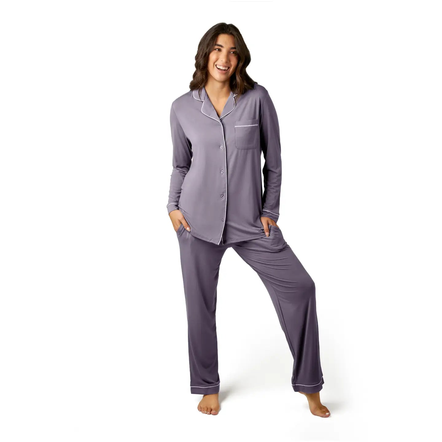 Bamboo Classic Long Sleeve Maternity & Nursing Pajama
