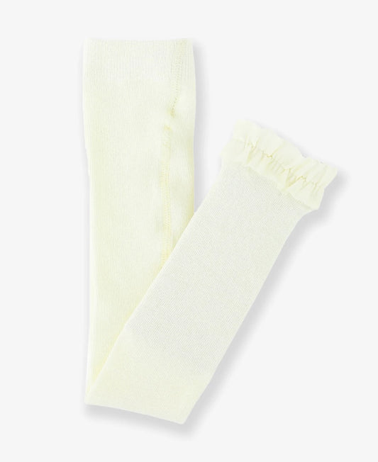 Ivory Footless Ruffle Tights