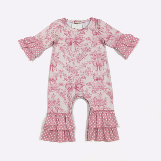 Pink Damask Romper/Dress