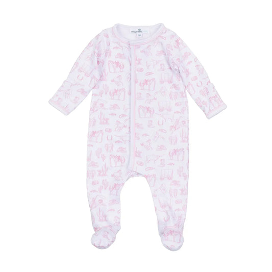 Wild West Pink Toile Footie