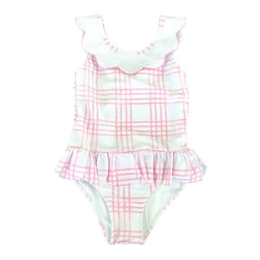 Plaid Scalloped One Piece