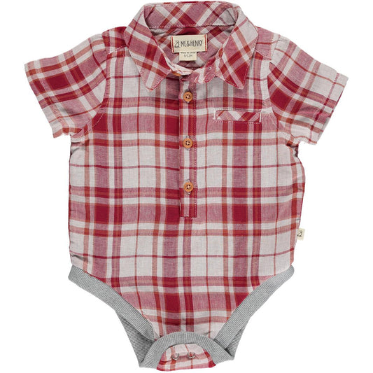 Red/Cream Plaid Woven Onesie