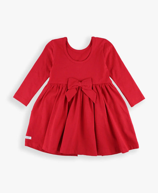 Red Long Sleeve Twirl Dress