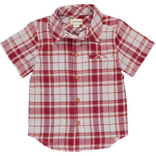 Red/Cream Plaid Woven Shirt