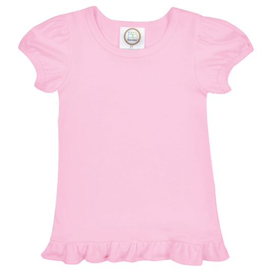 Blank Girl's Short Sleeve Ruffle Tee Shirt