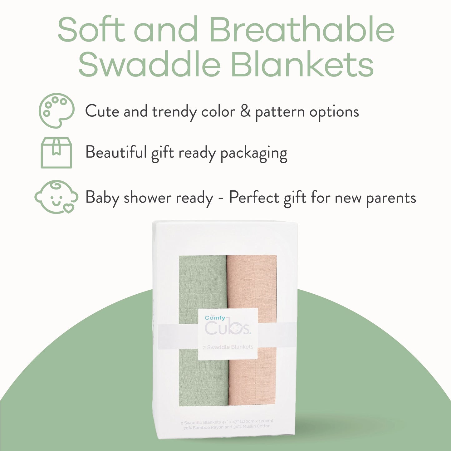 Baby Muslin Swaddle Blankets - Sage and Blush