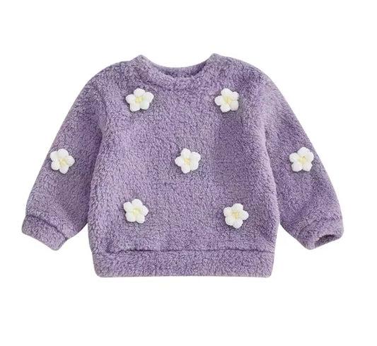 Floral Sherpa Pullover Sweater