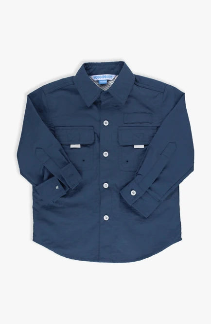 Navy Sun Protective Button Down Shirt