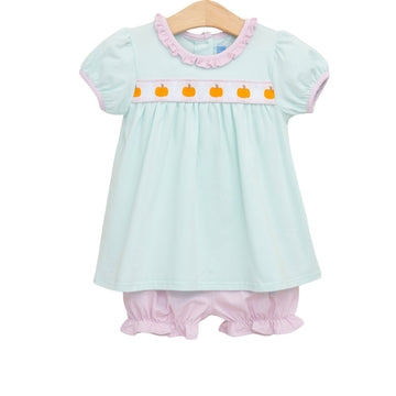 Pumpkin Rowe Ruffle Bubble/Bloomer Set