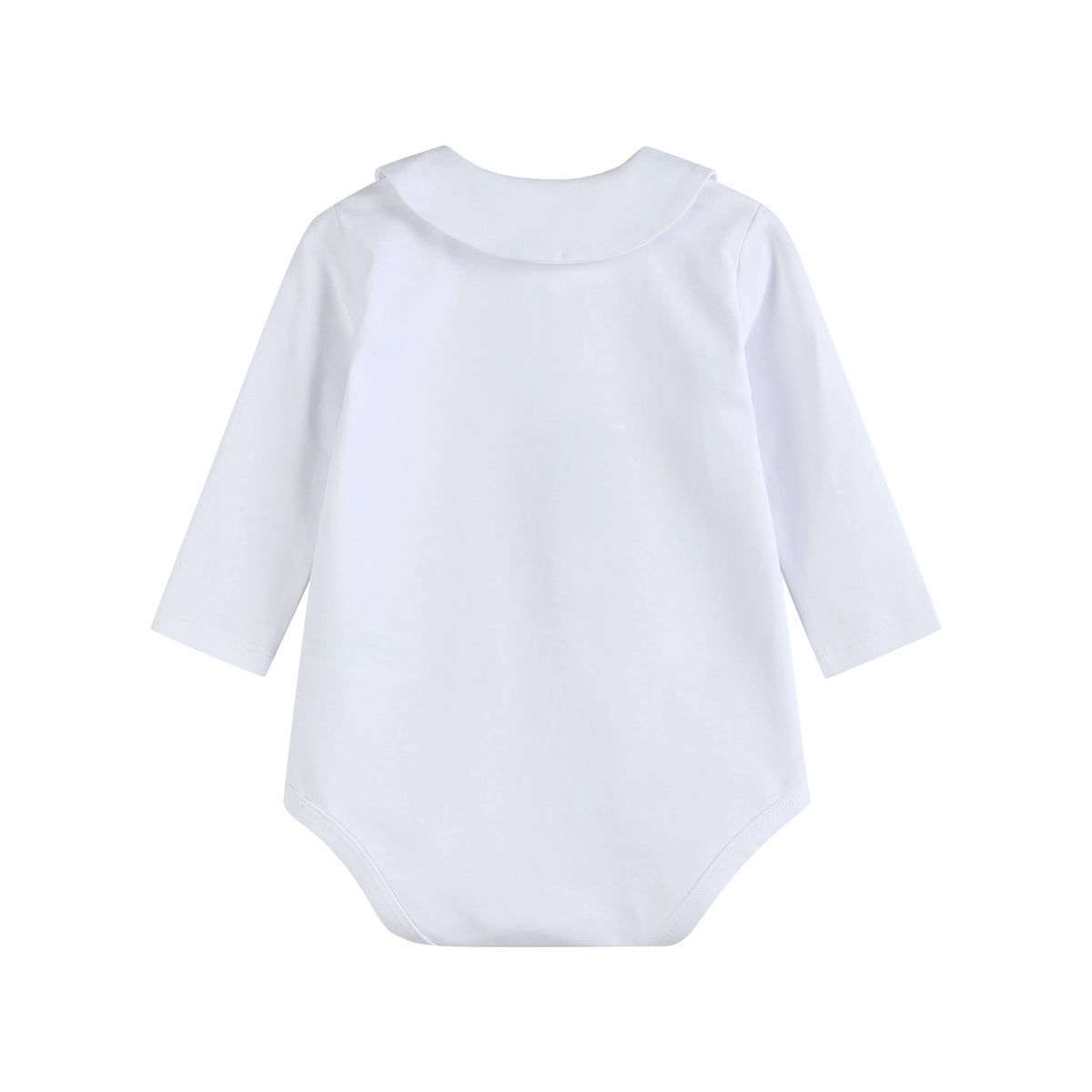 White Pointed Collar Button Romper