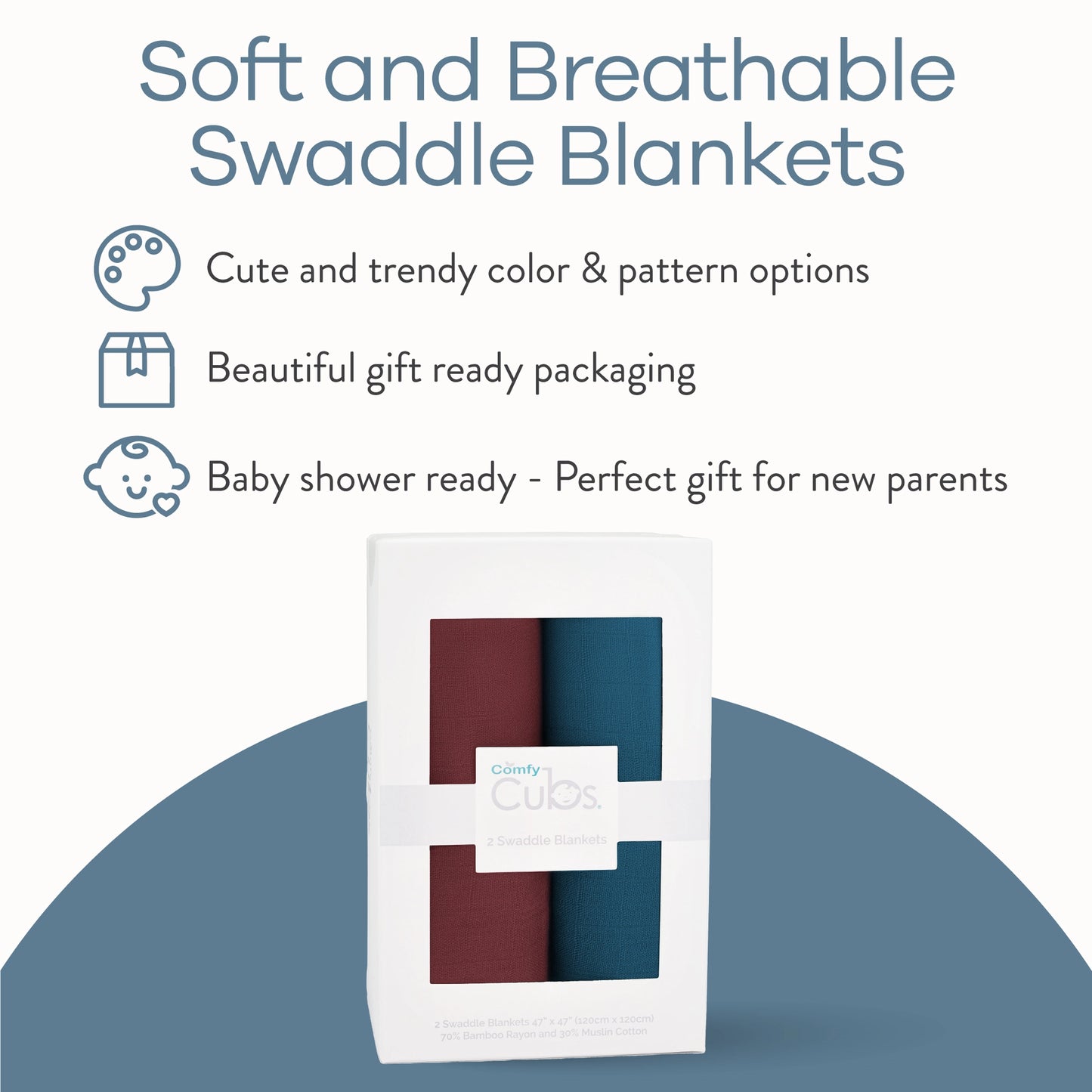Baby Muslin Swaddle Blankets - Wine and Neptune